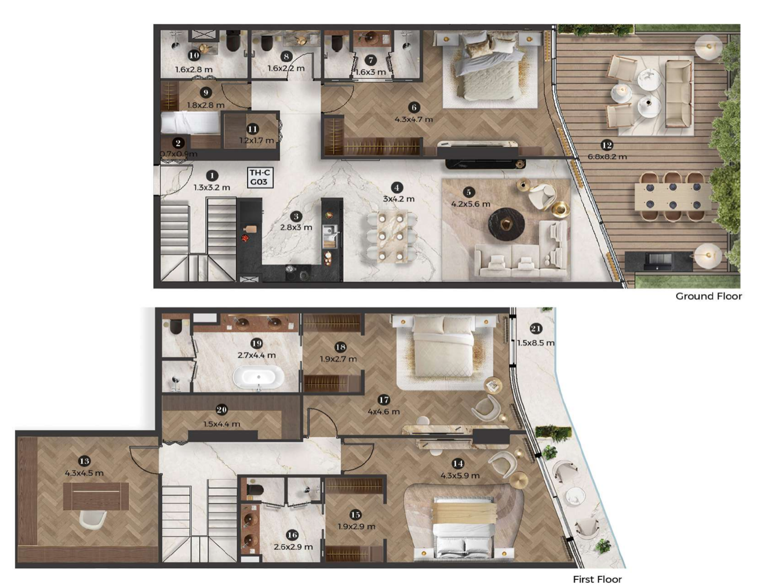 Stellar by Elie Saab, Yas Island Garden Villa floor plan