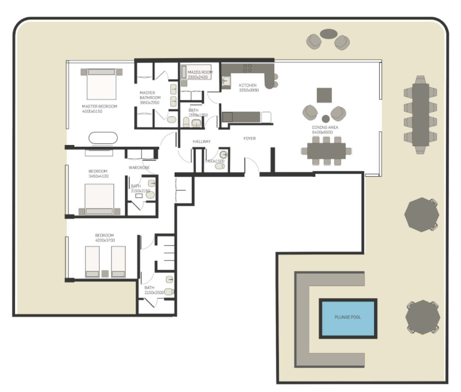 Sukoon 3 Bedroom Type 1 floor plan