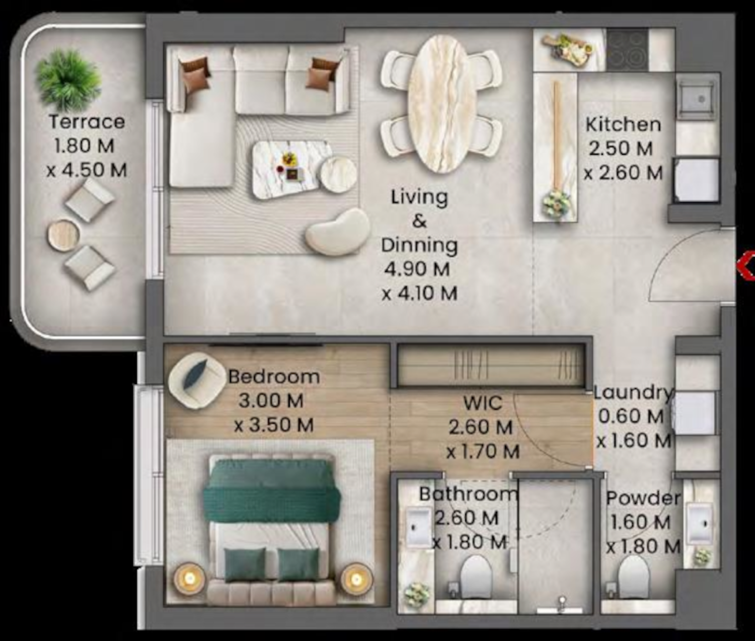 Talea 1 Bedroom Type 1 floor plan