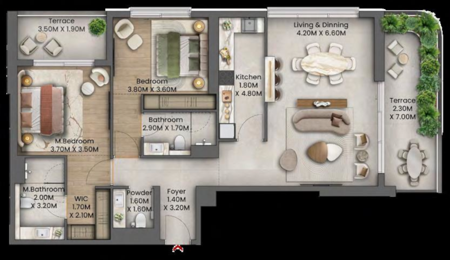 Talea 2 Bedroom Type 1 floor plan