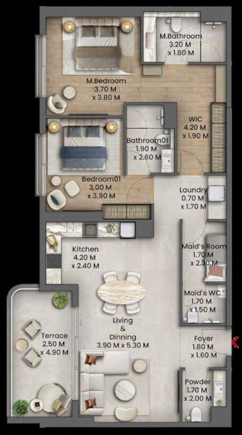 Talea 2 Bedroom Type 3 floor plan