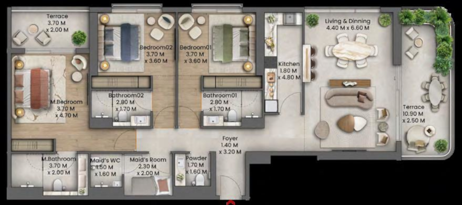 Talea 3 Bedroom Type 1 floor plan