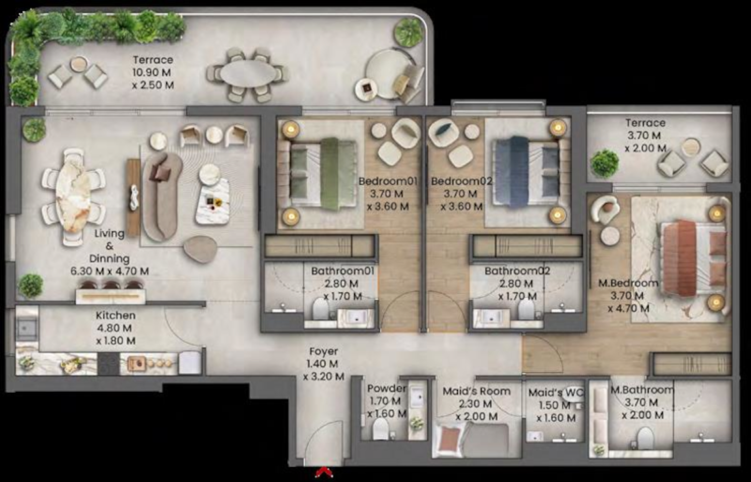 Talea 3 Bedroom Type 2 floor plan