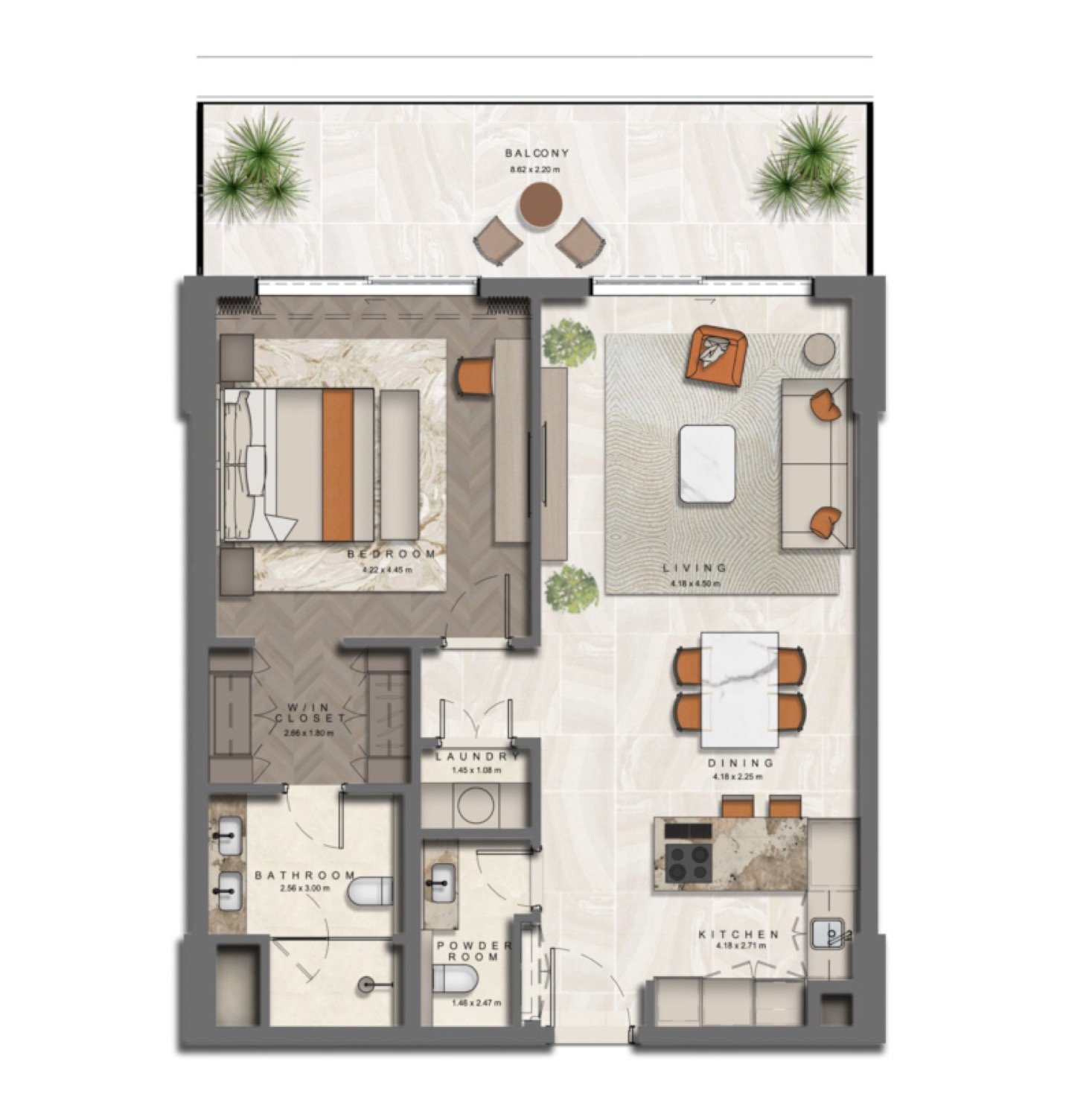 The Arthouse 1 Bedroom Type 1 floor plan