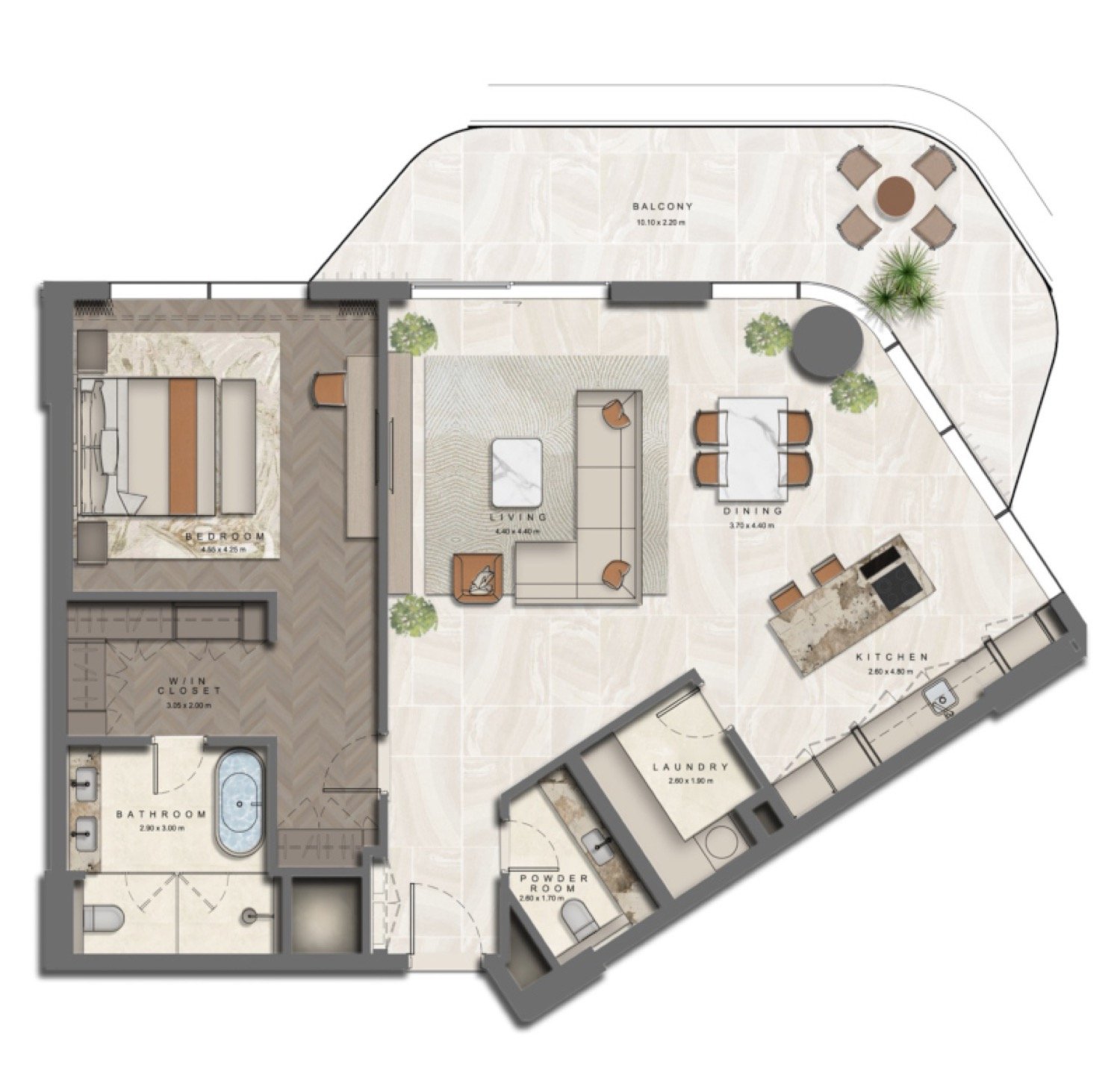 The Arthouse 1 Bedroom Type 2 floor plan