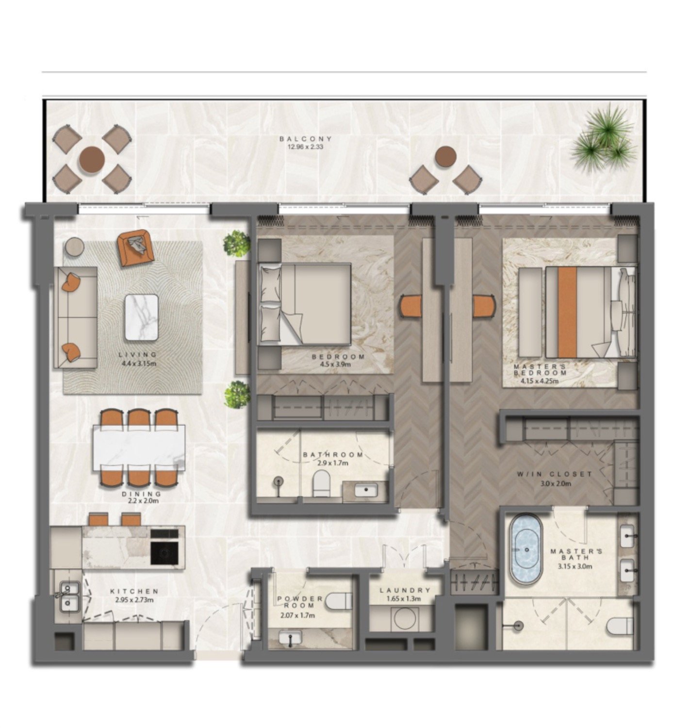 The Arthouse 2 Bedroom Type 1 floor plan