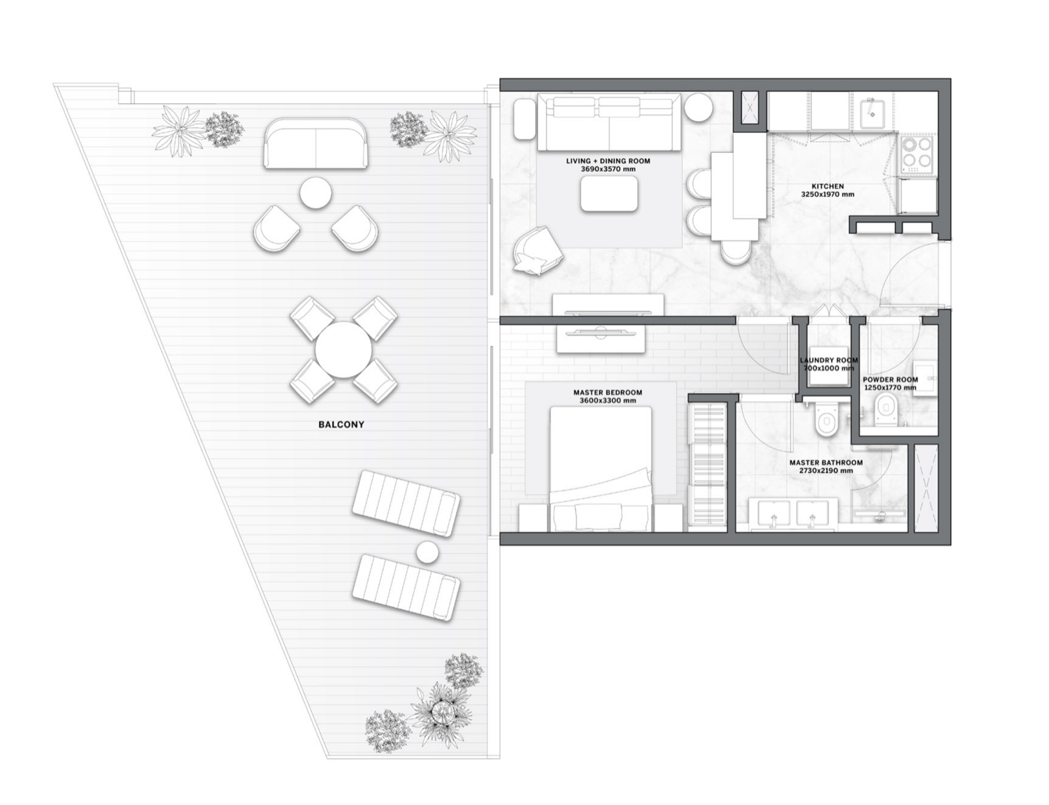The Astera, Aston Martin Residences 1 BR floor plan