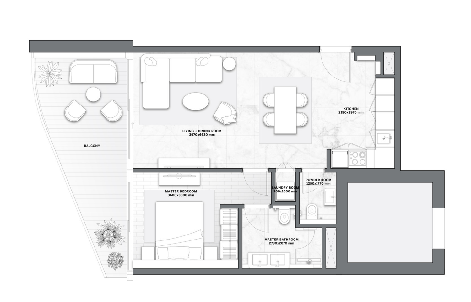 The Astera, Aston Martin Residences 1 BR floor plan