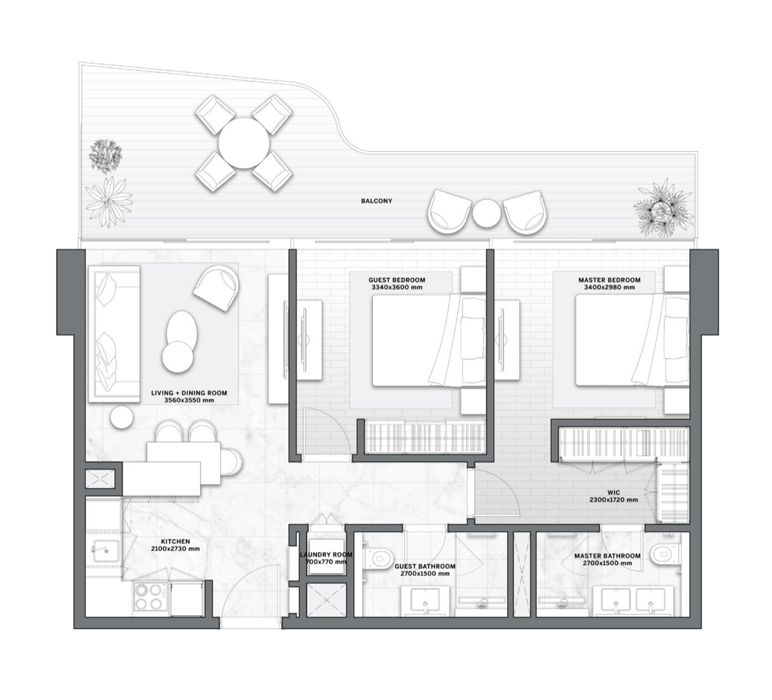 The Astera, Aston Martin Residences 2 BR floor plan