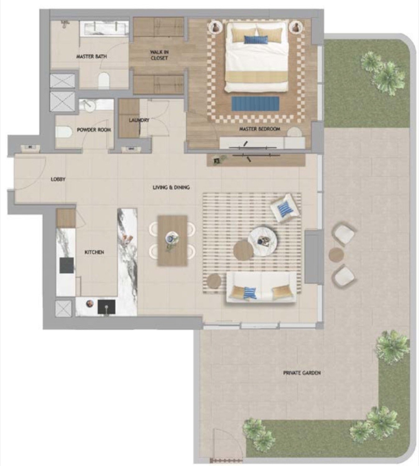 The Beach House Fahid  1 Bedroom Type 3 floor plan
