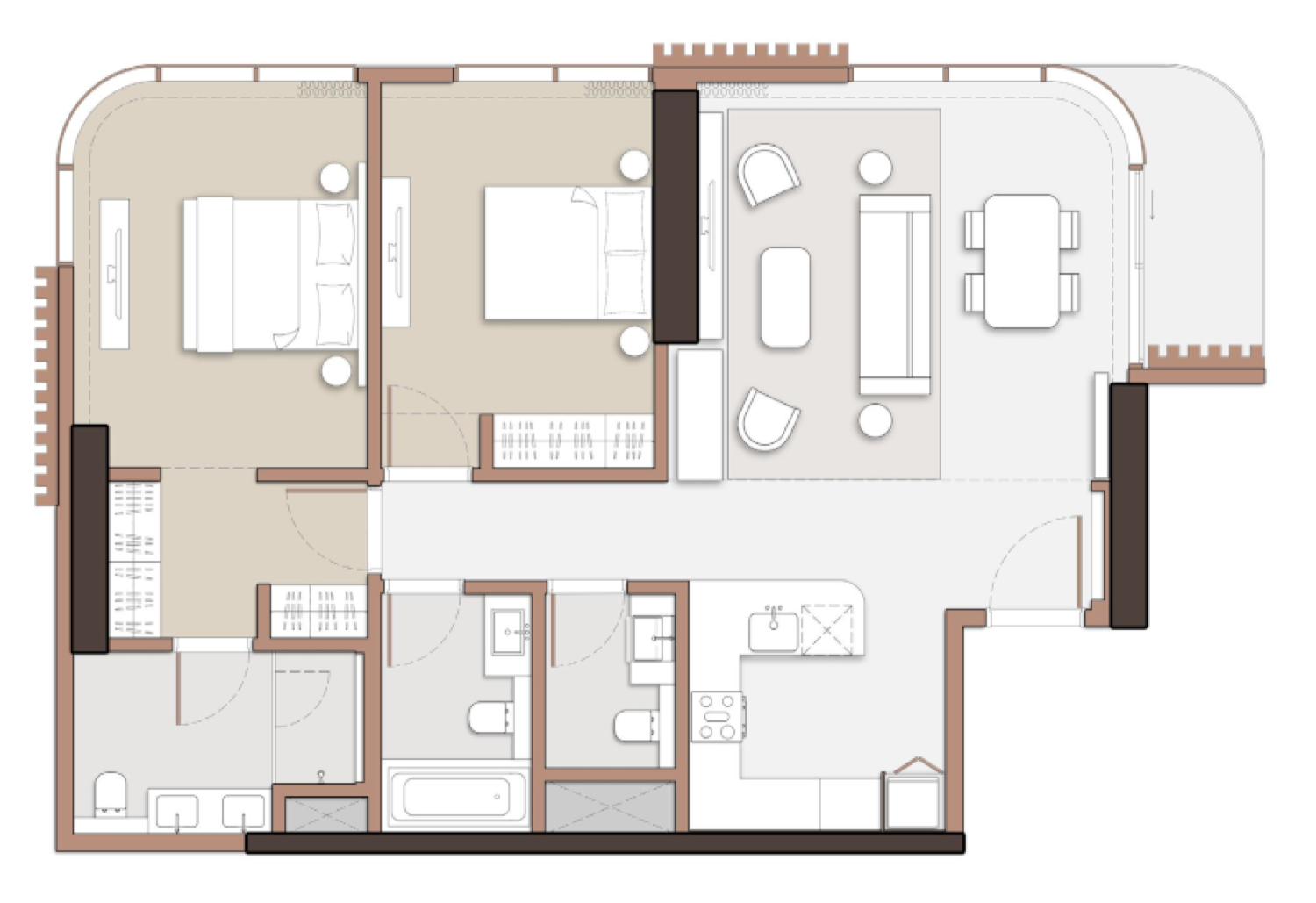 The Edit 2 Bedroom Type 1 floor plan
