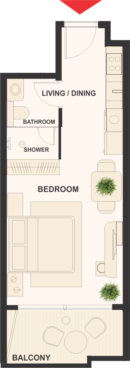 The Elysian Studio Type 1 floor plan