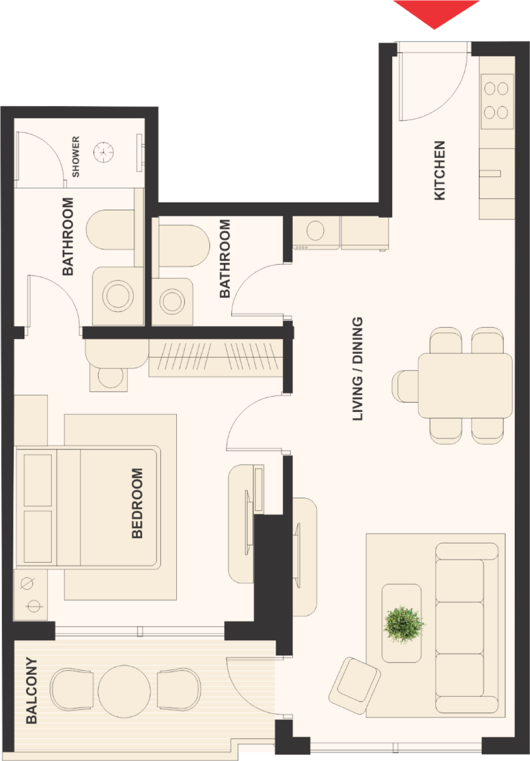 The Elysian 1 Bedroom Type 3 floor plan