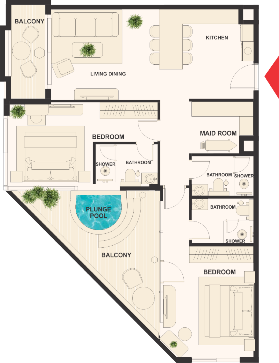 The Elysian 2 Bedroom Type 3 floor plan