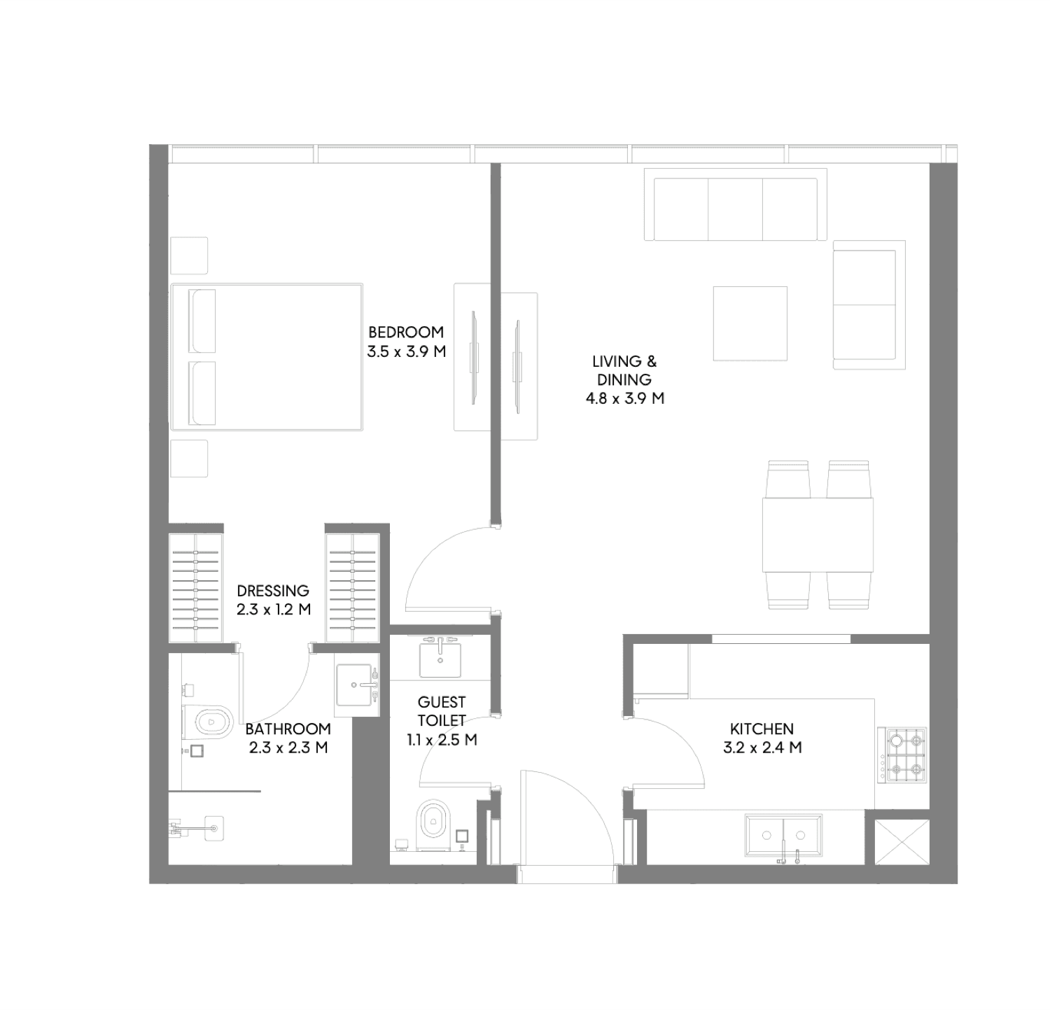 Misk 1 Bedroom Type A floor plan