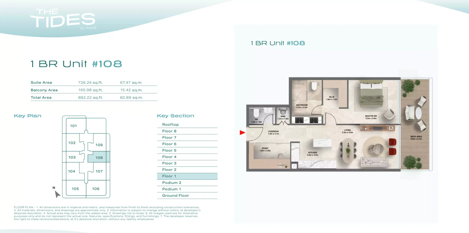 The Tides 1 BR floor plan