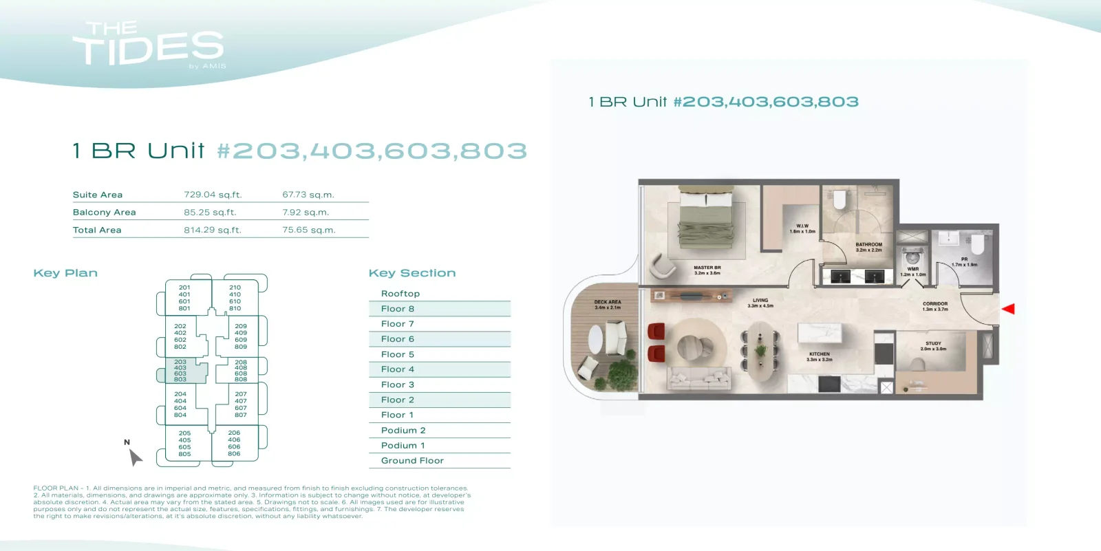 The Tides 1 BR floor plan