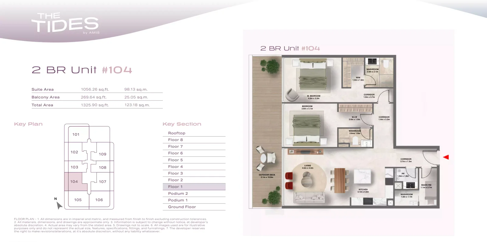 The Tides 2 BR floor plan
