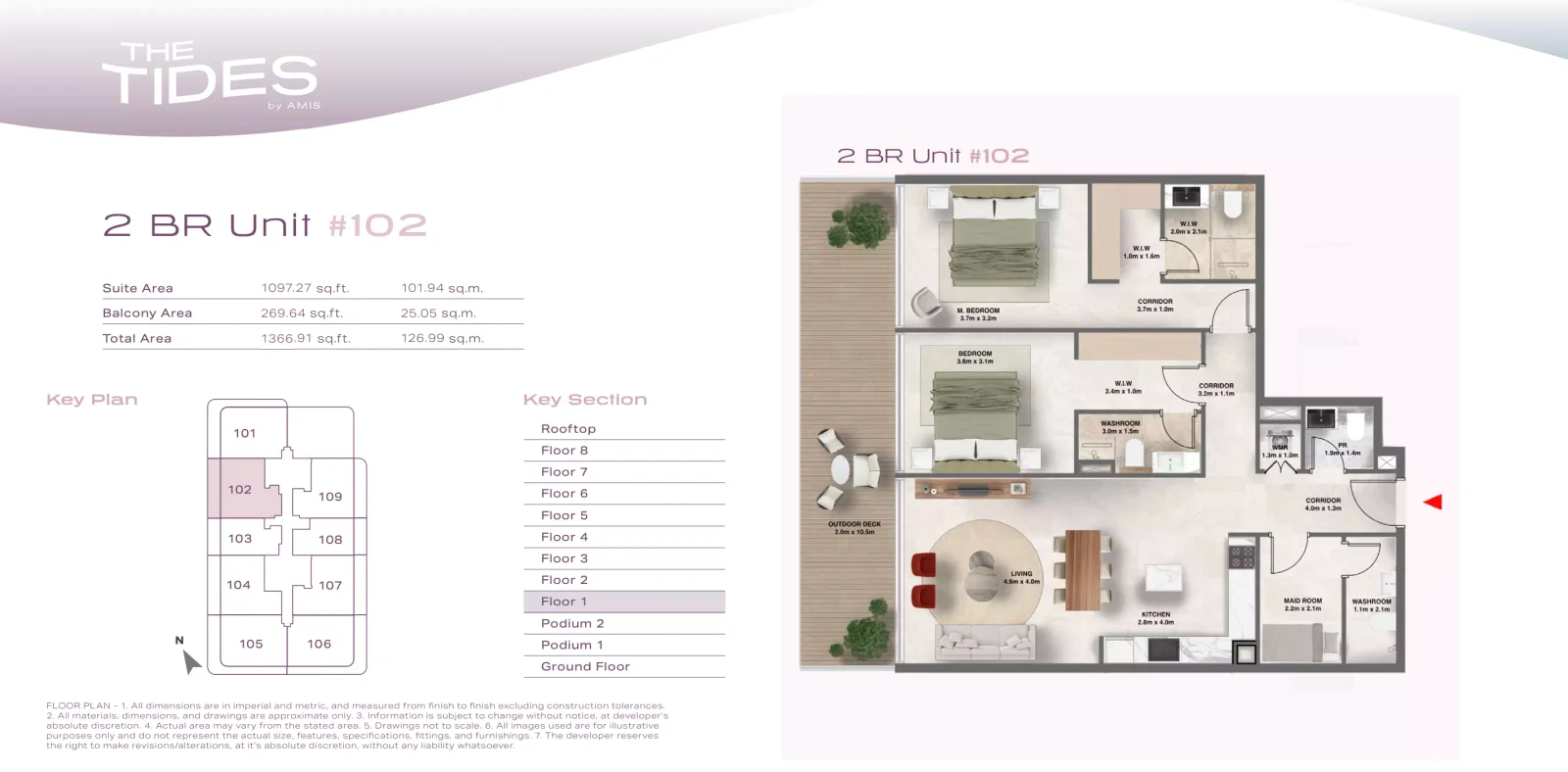 The Tides 2 BR floor plan