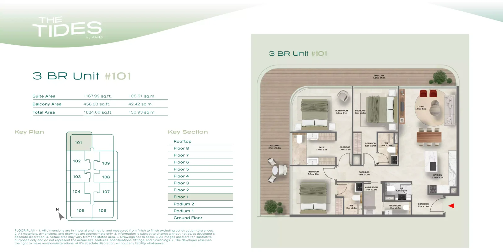 The Tides 3 BR floor plan