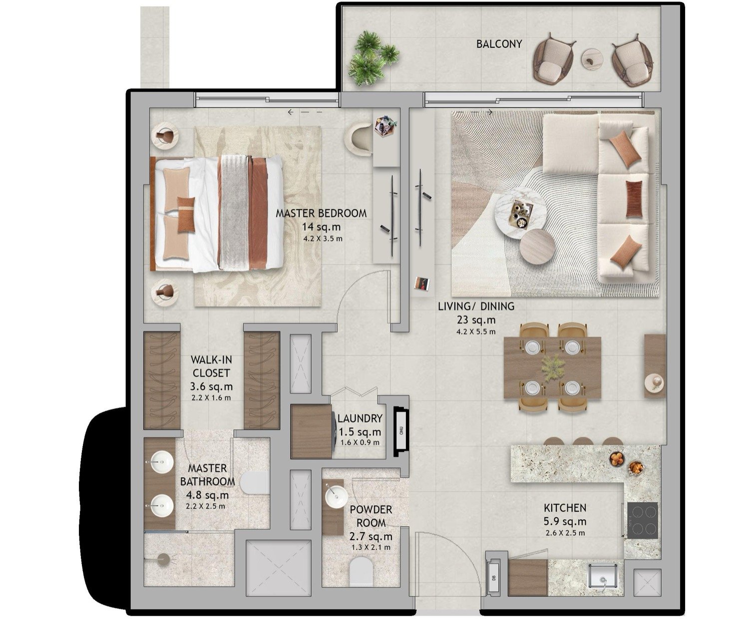 The Wild's Residences 1 BR floor plan