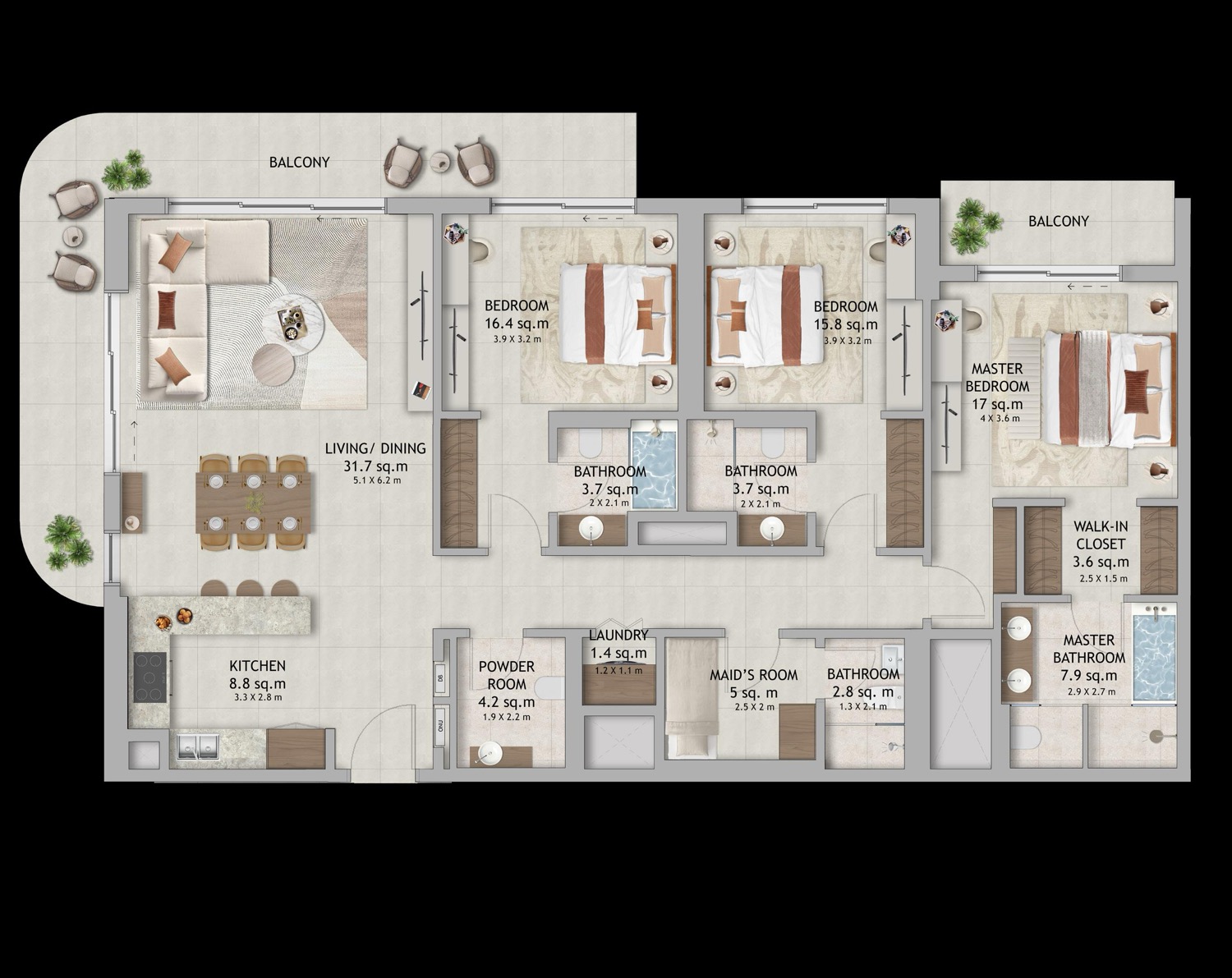 The Wild's Residences 3 BR floor plan