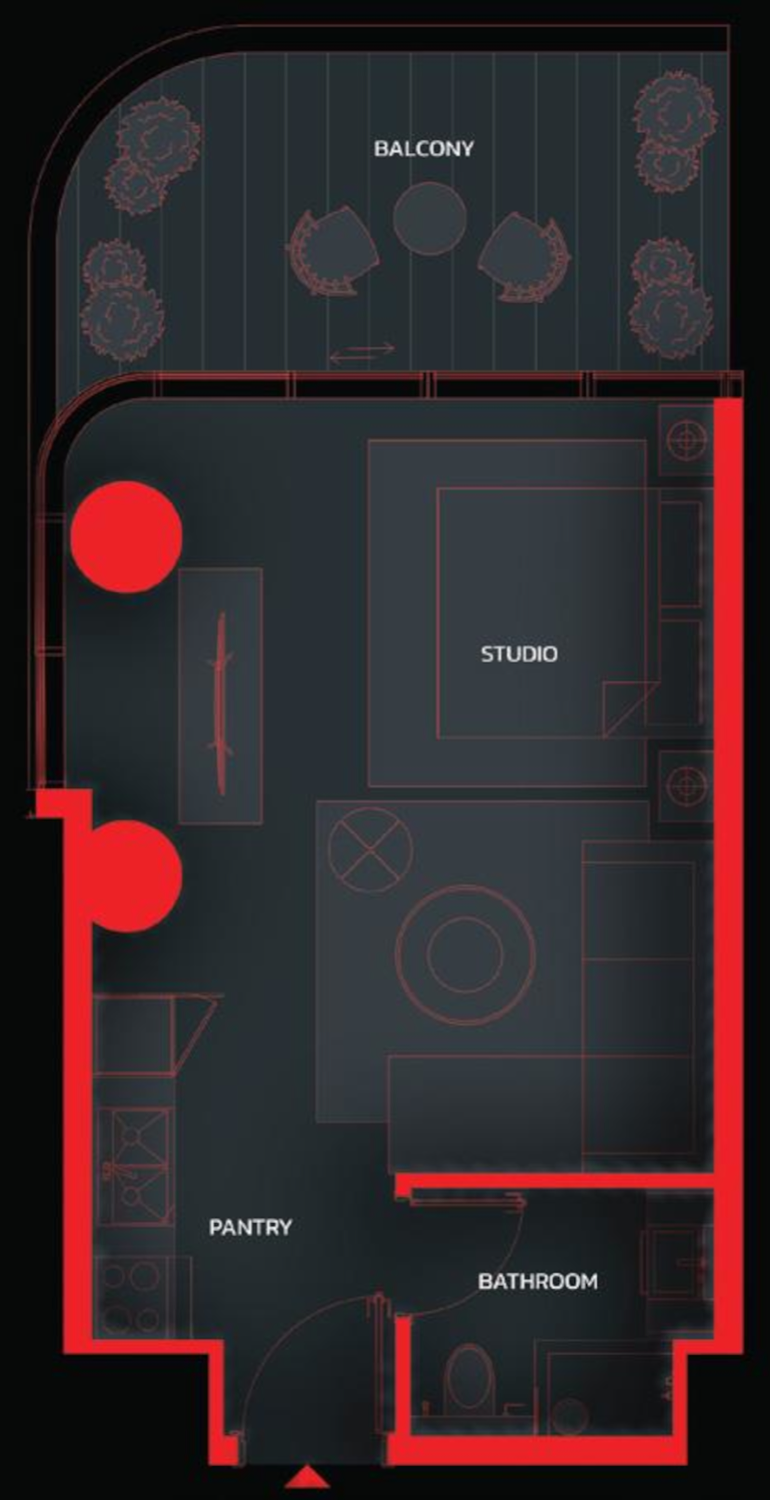 Tonino Lamborghini Residences Studio floor plan