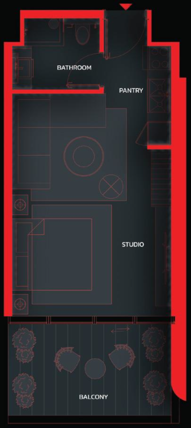 Tonino Lamborghini Residences Studio floor plan