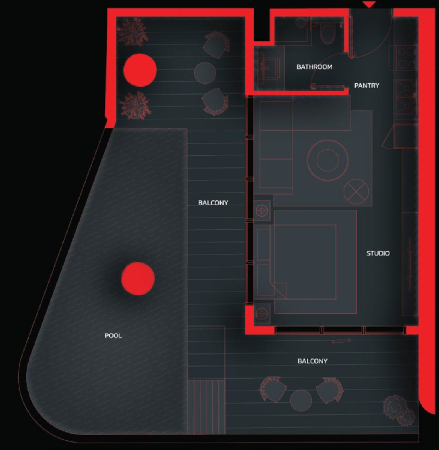 Tonino Lamborghini Residences Studio floor plan