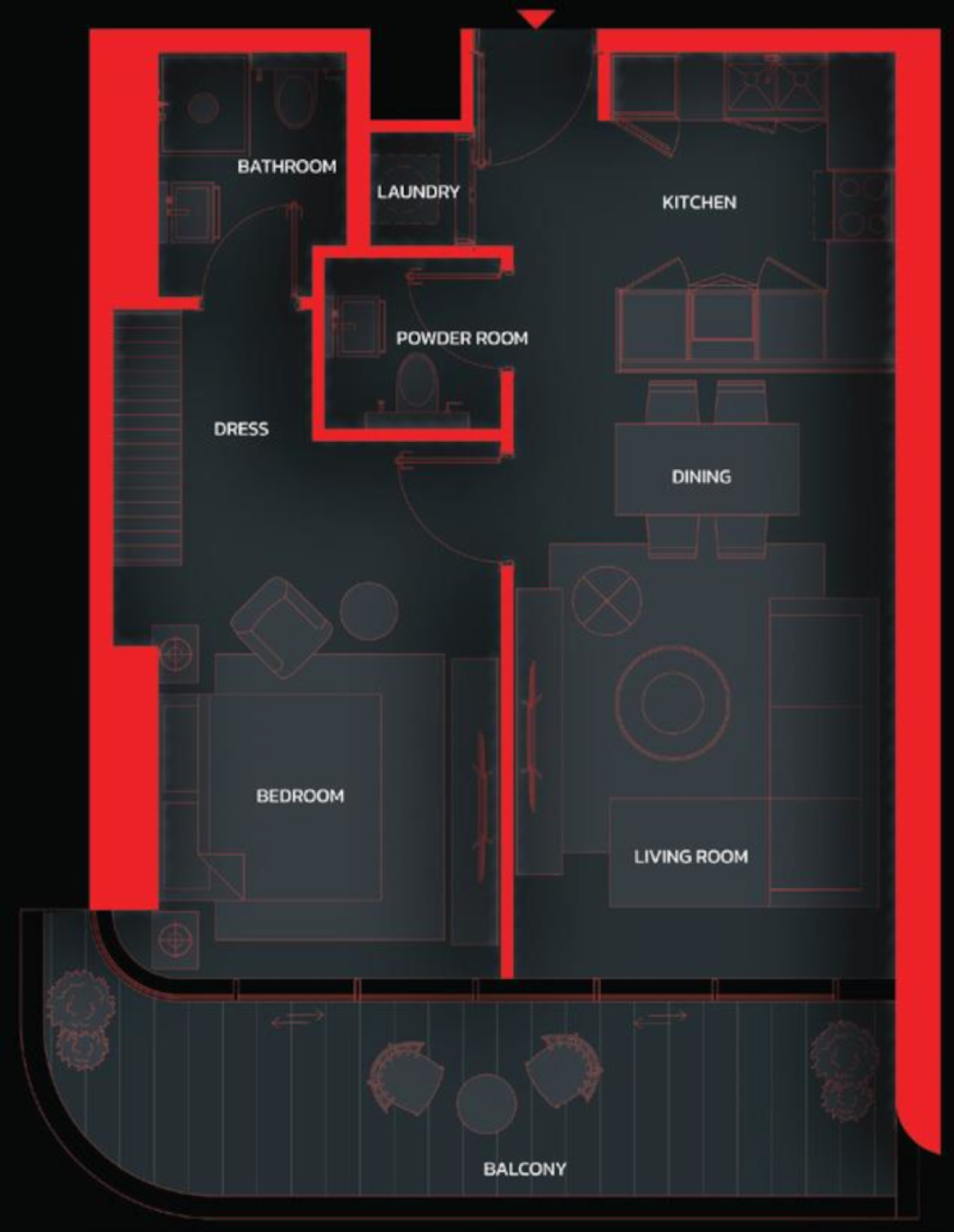 Tonino Lamborghini Residences 1 BR floor plan