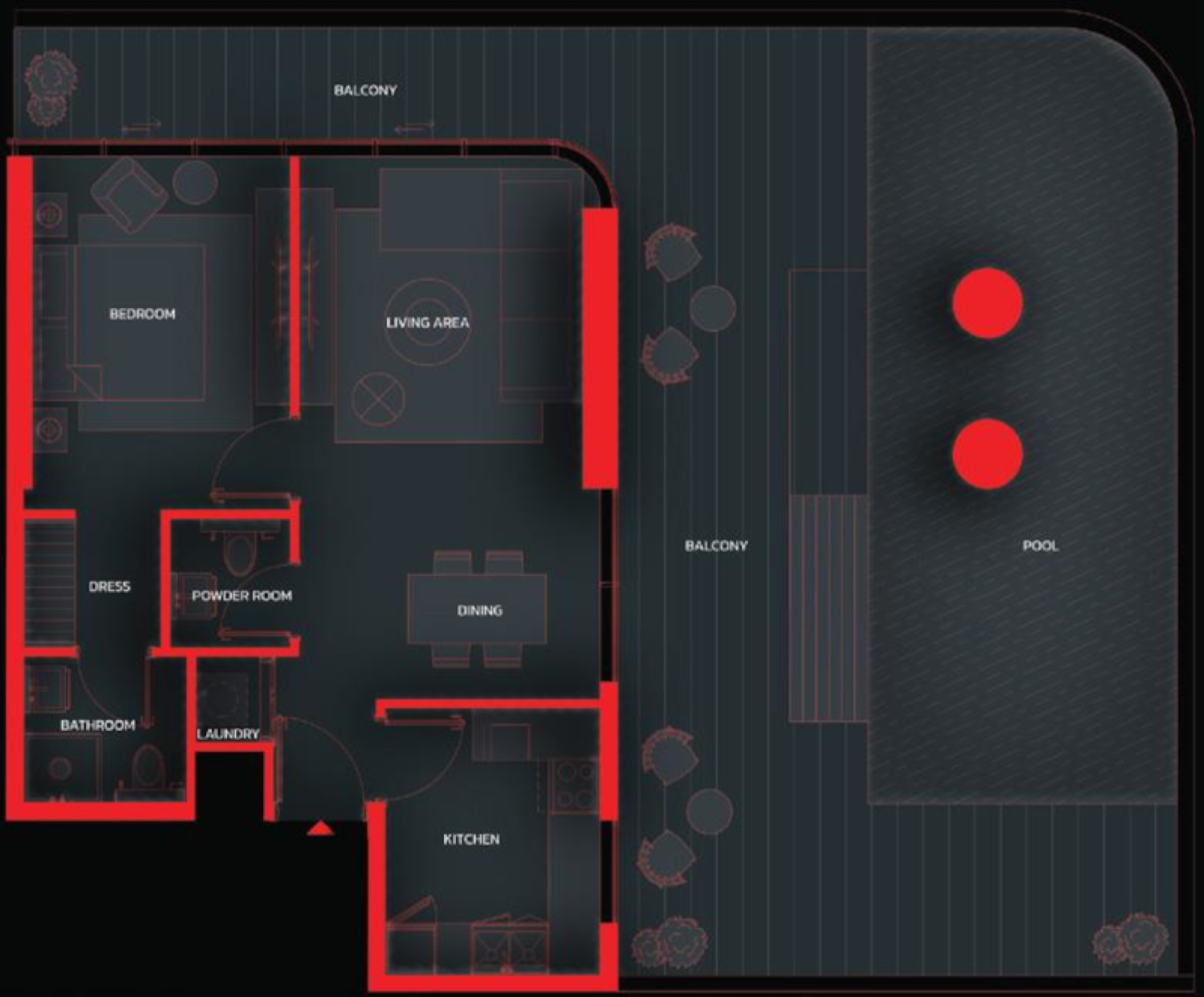 Tonino Lamborghini Residences 1 BR floor plan