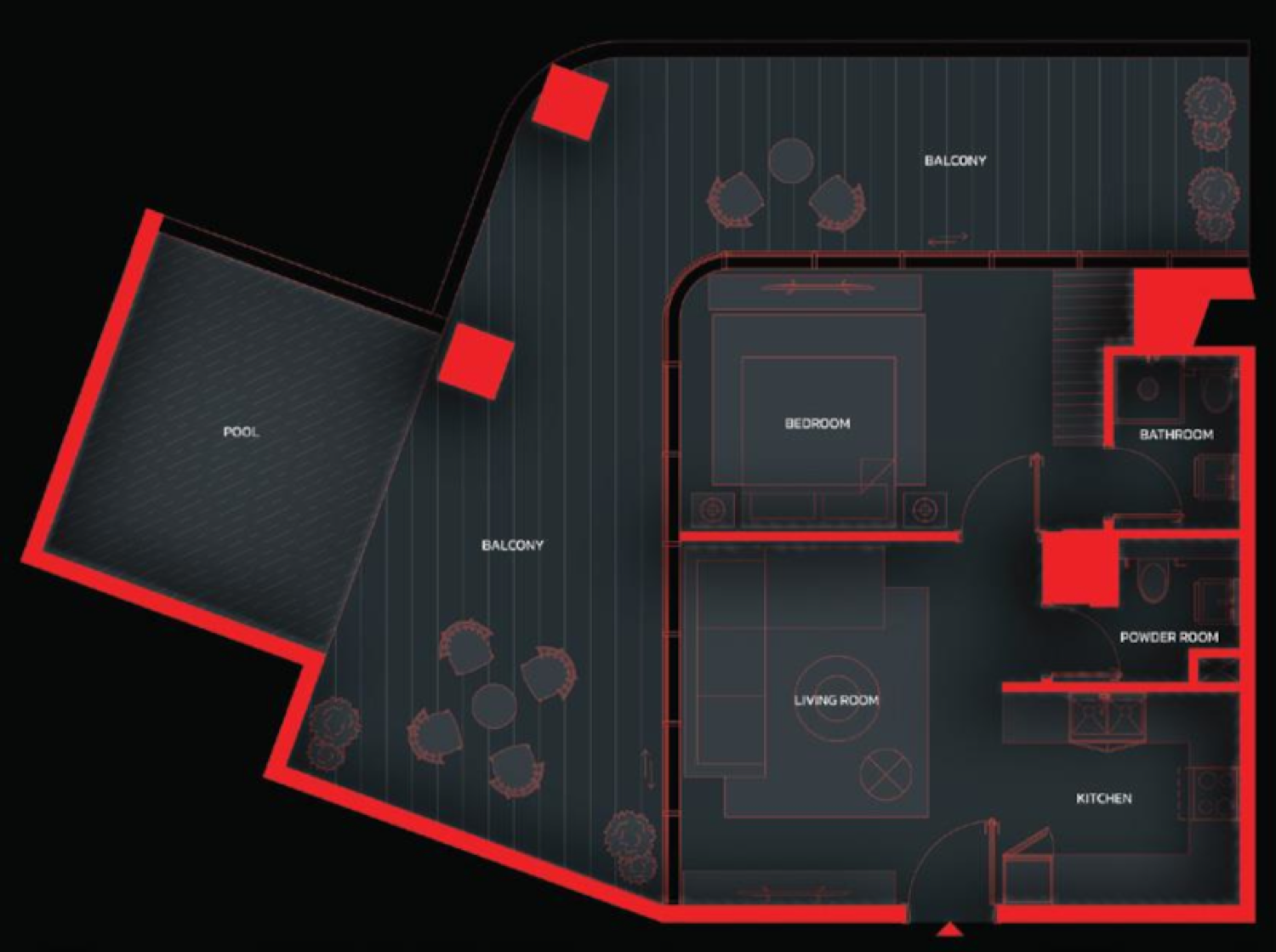 Tonino Lamborghini Residences 1 BR floor plan