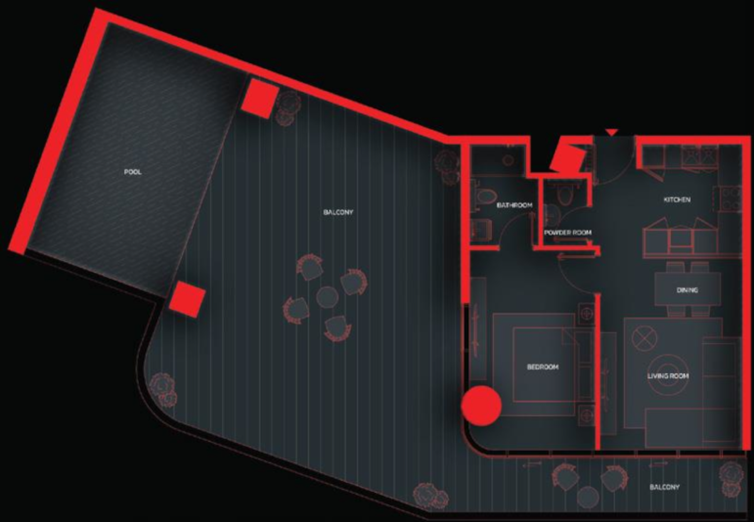 Tonino Lamborghini Residences 1 BR floor plan