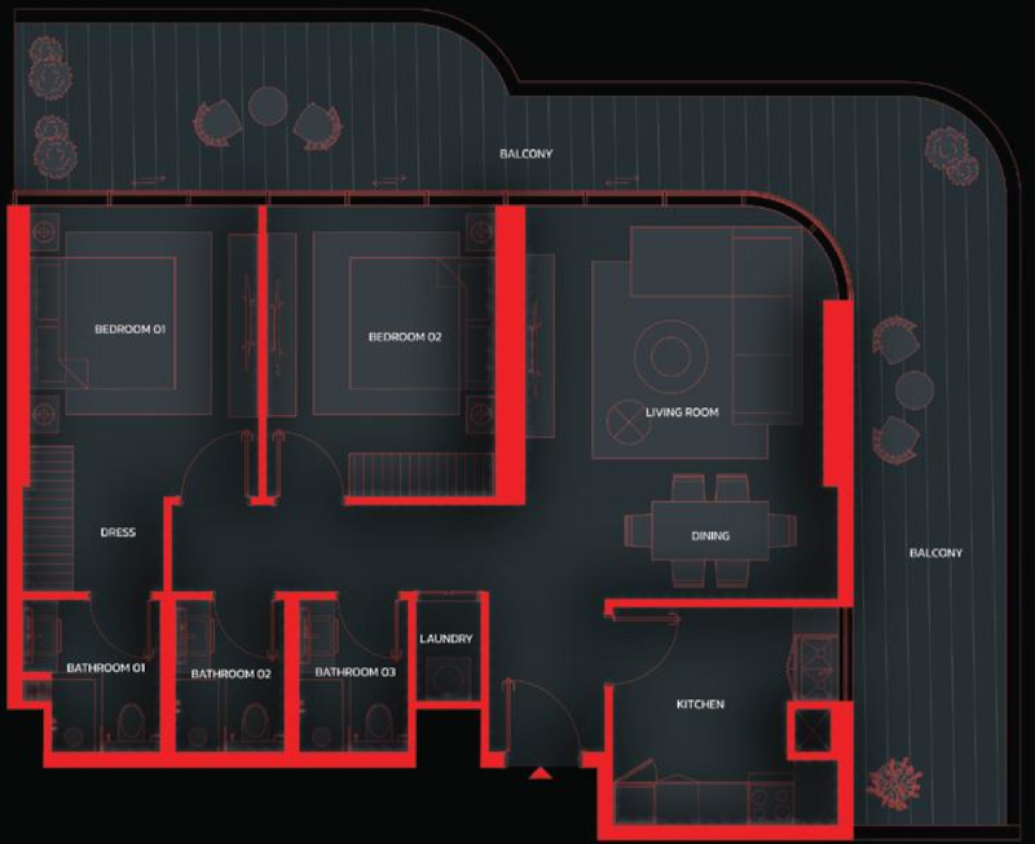 Tonino Lamborghini Residences 2 BR floor plan