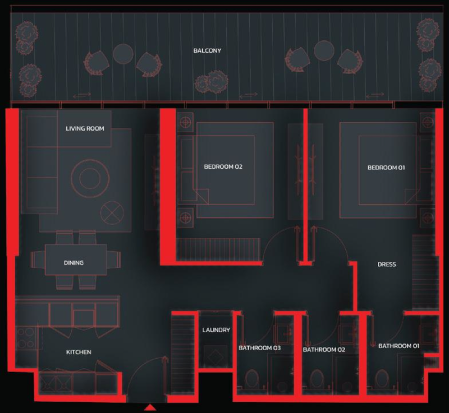Tonino Lamborghini Residences 2 BR floor plan