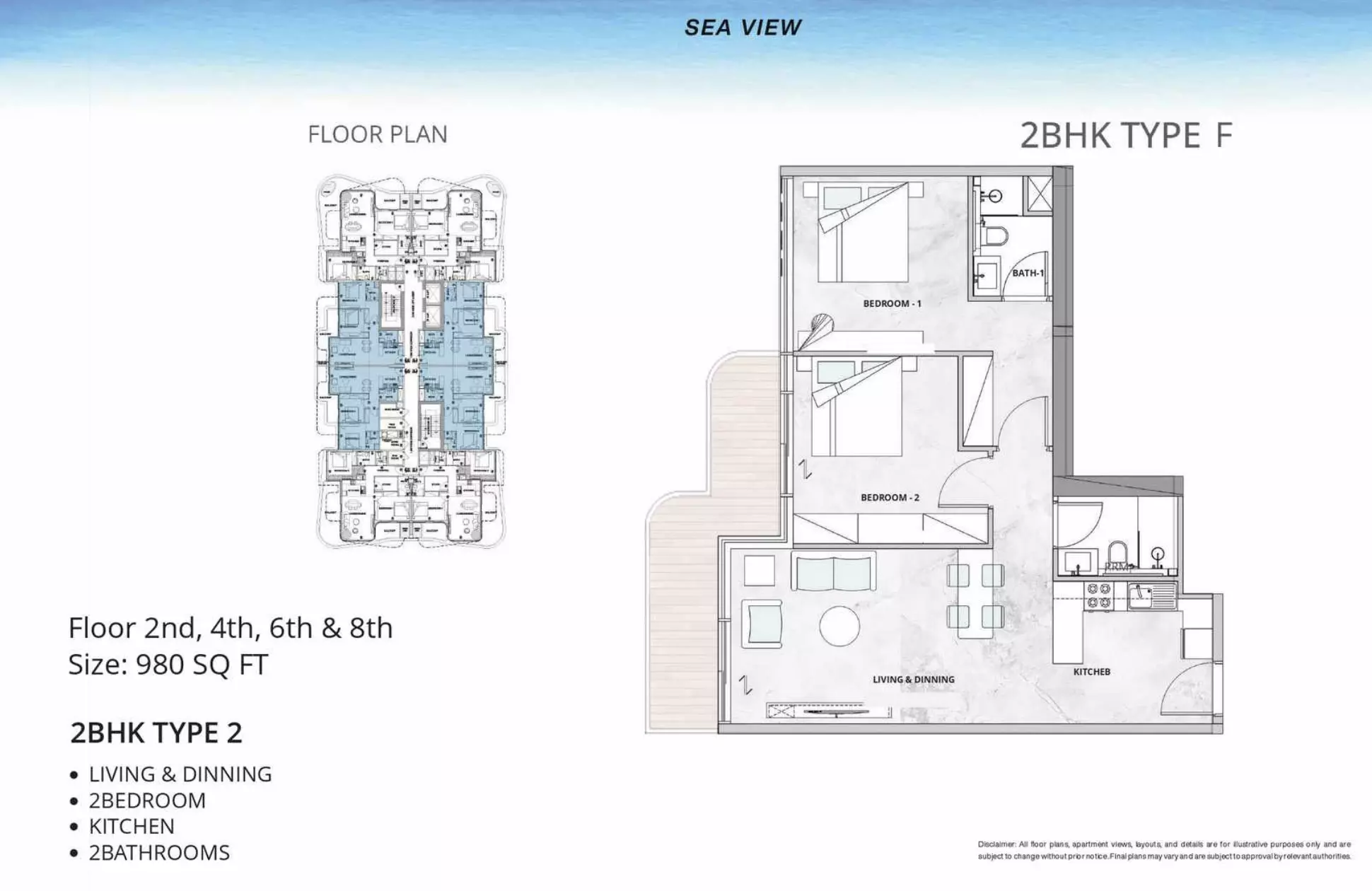 Treppan Serenique Residences 2 BR floor plan