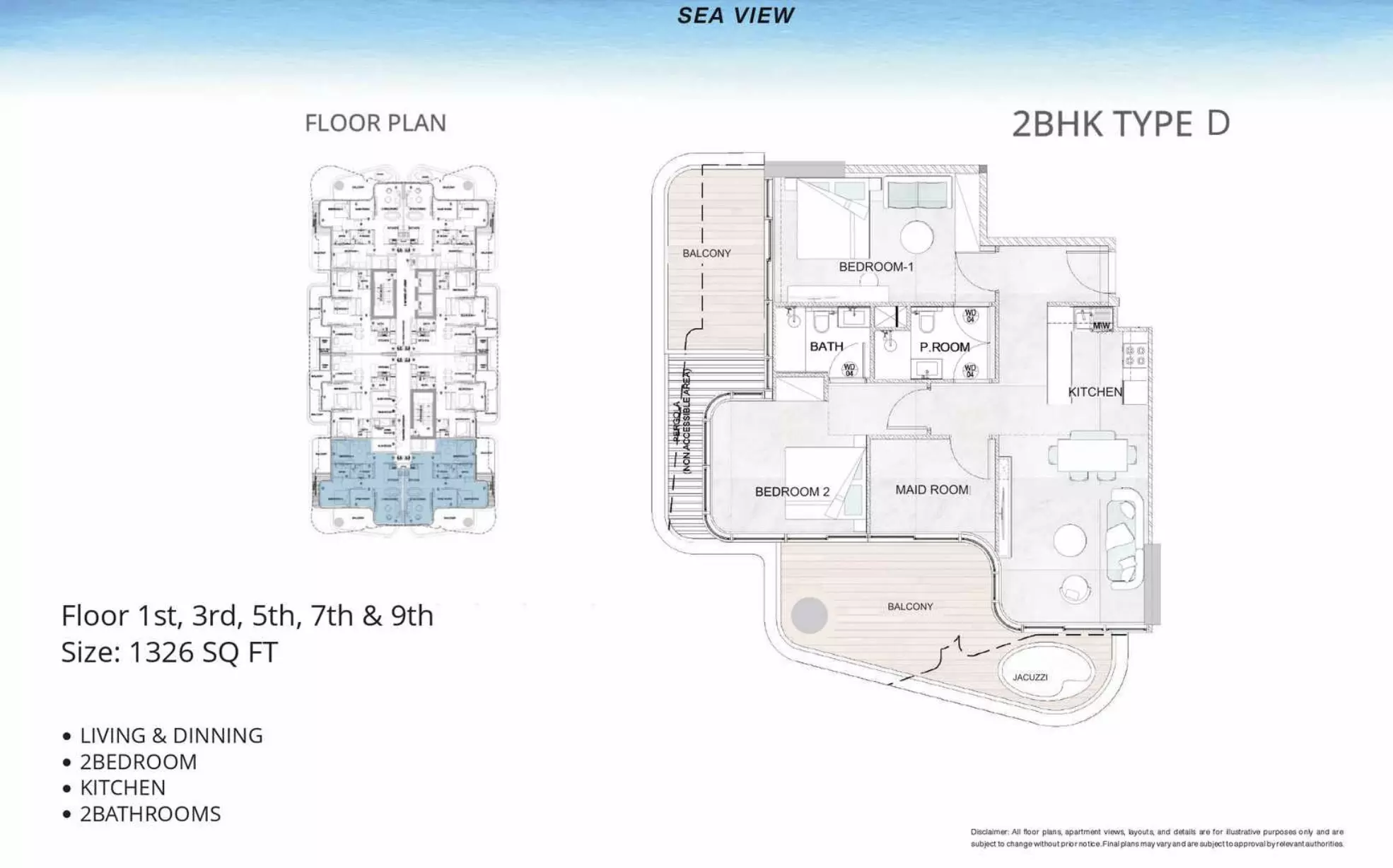 Treppan Serenique Residences 2 BR floor plan