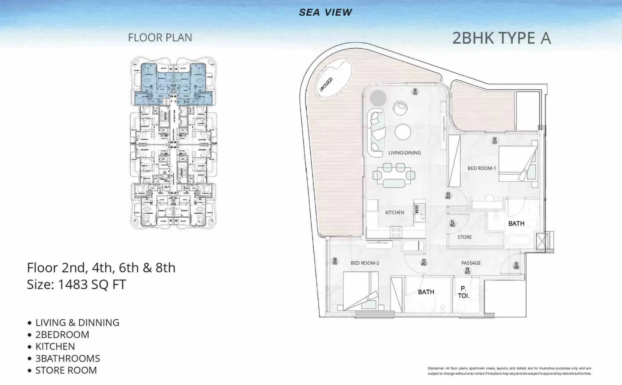 Treppan Serenique Residences 2 BR floor plan