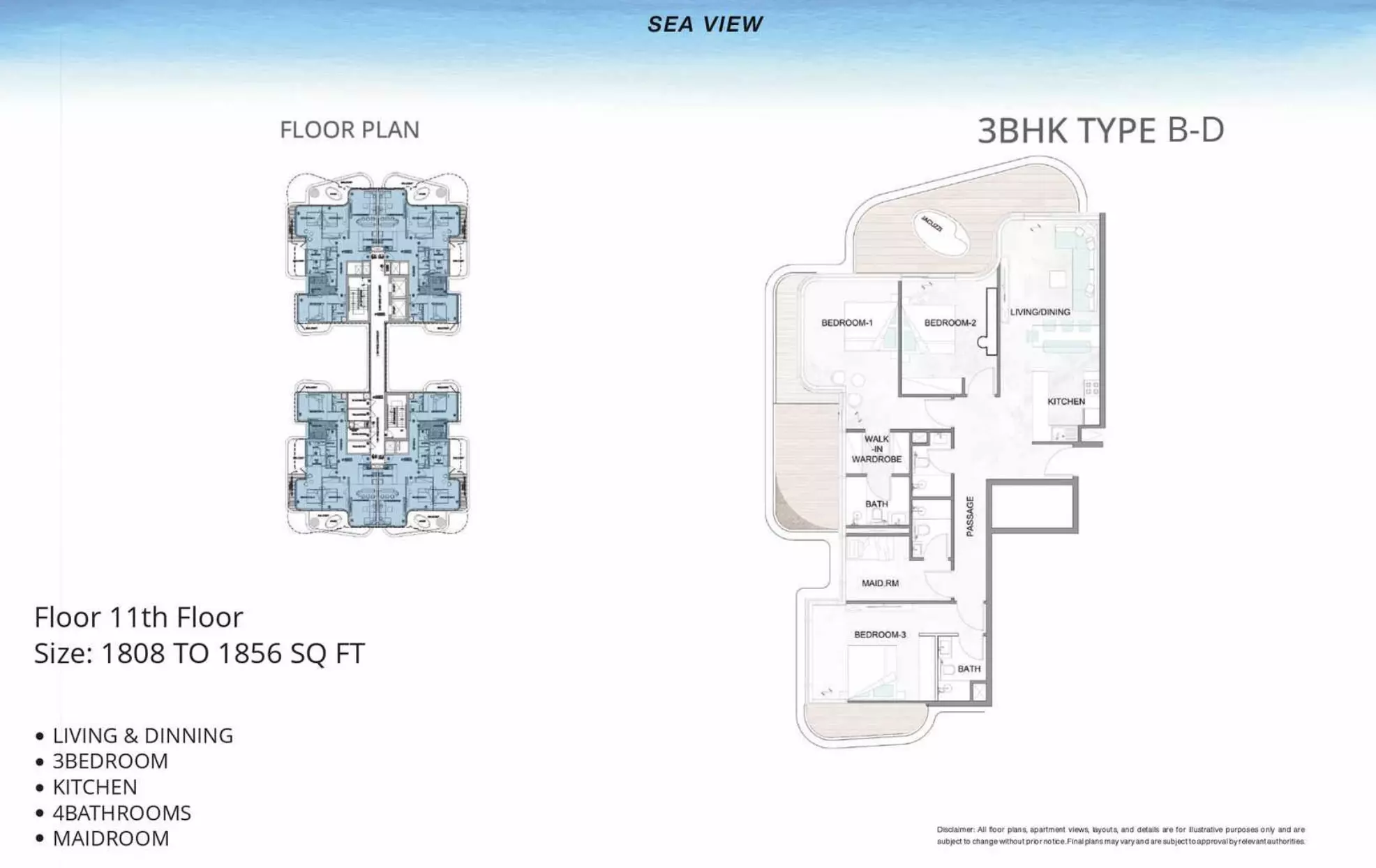 Treppan Serenique Residences 3 BR floor plan