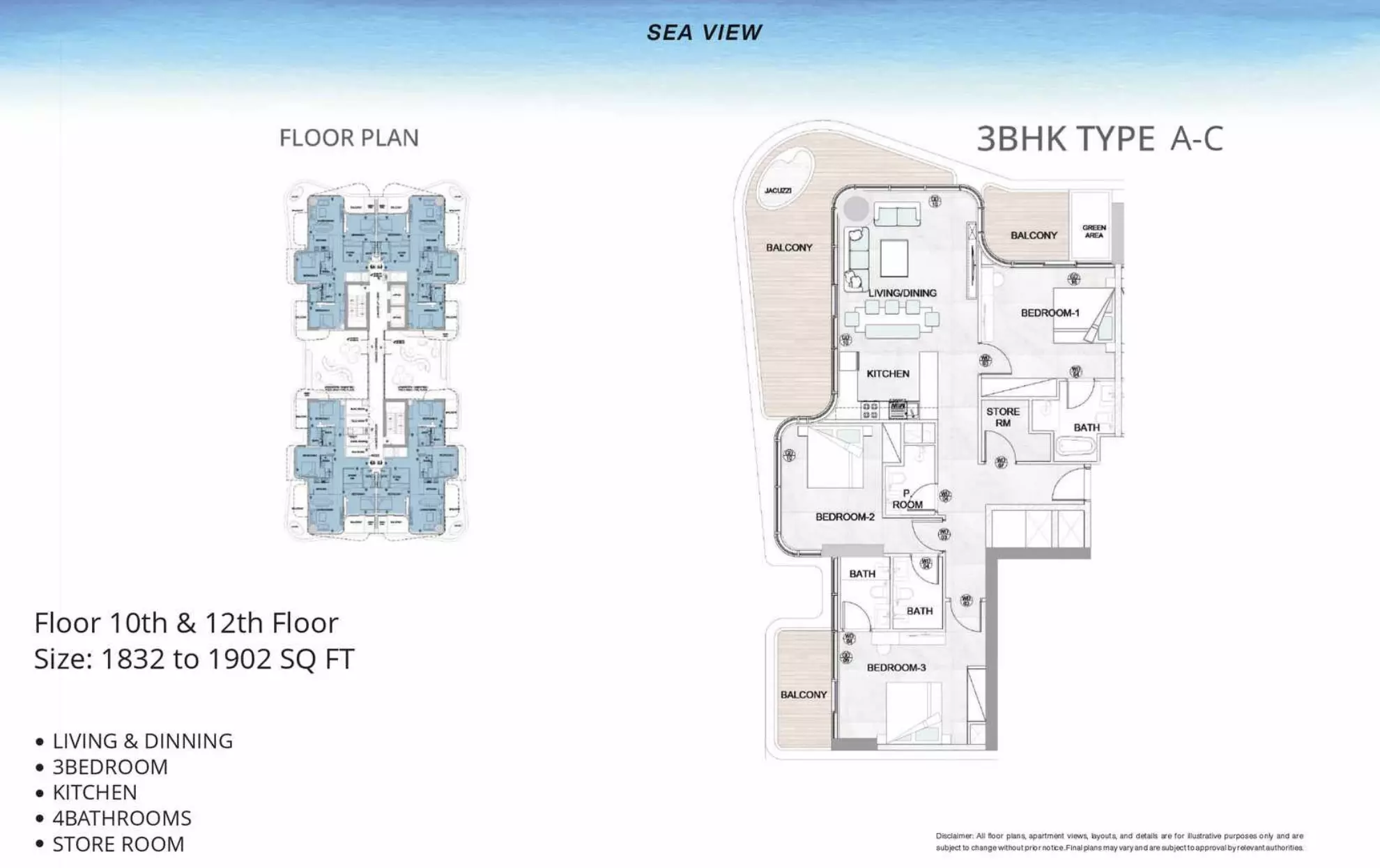 Treppan Serenique Residences 3 BR floor plan