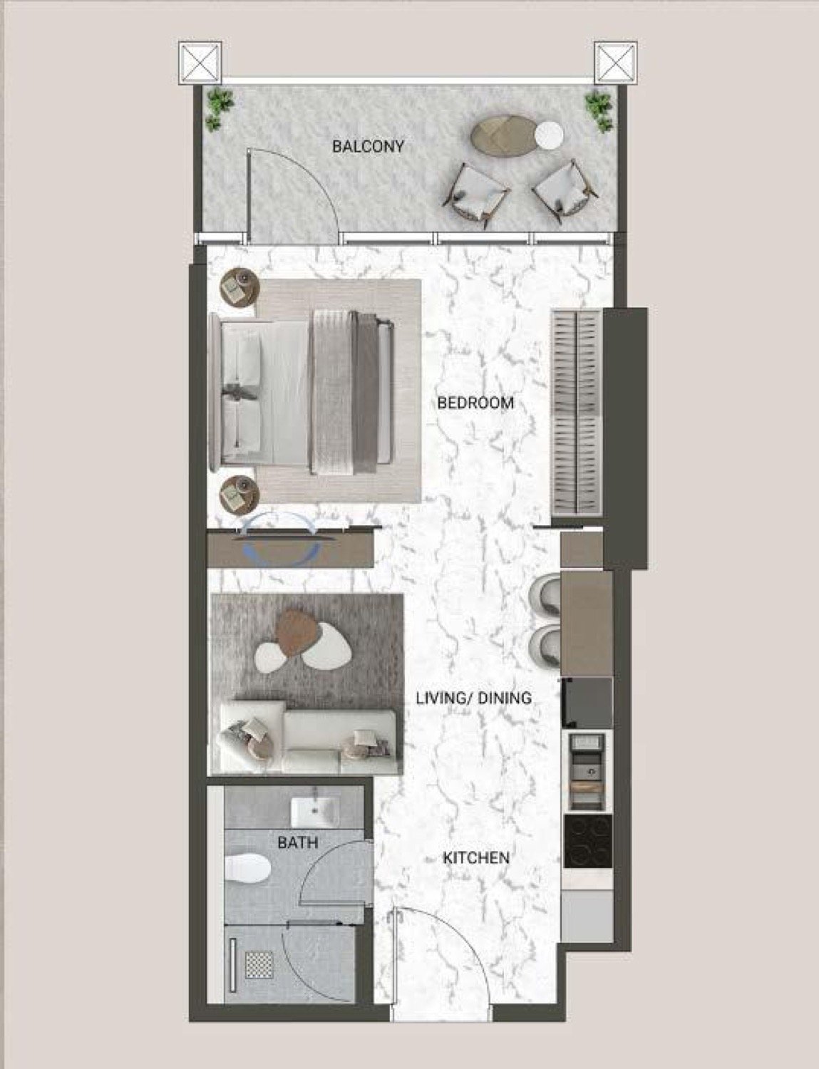 V-Suites 1 Bedroom Type 1 floor plan