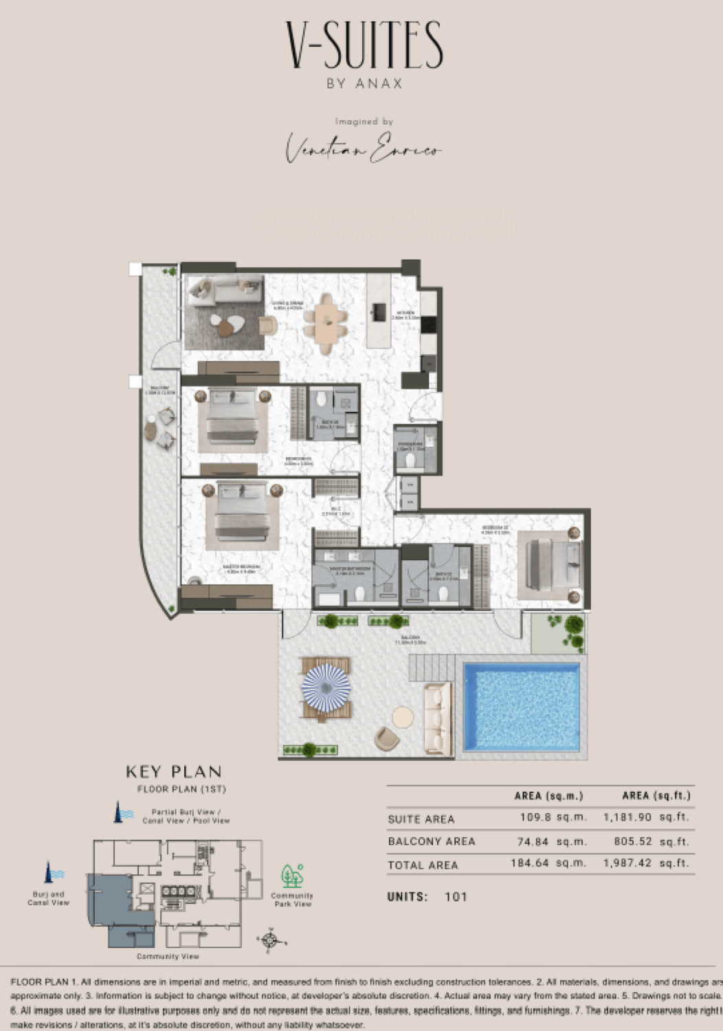 V-Suites 2 Bedroom Type 1 floor plan