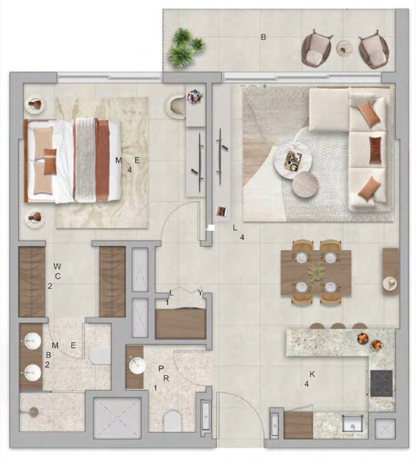 Verdes by Haven 1 Bedroom Type 1 floor plan