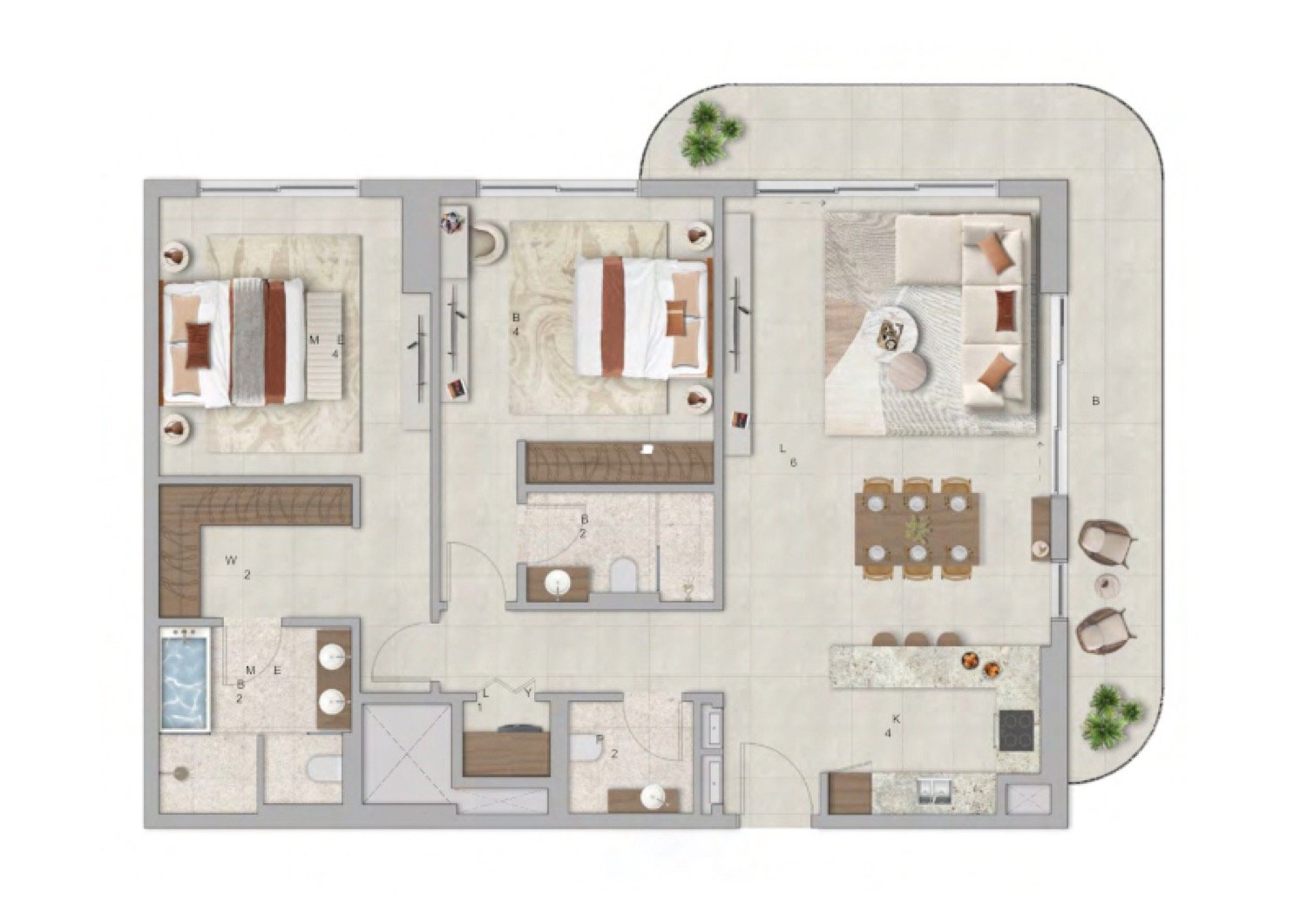 Verdes by Haven 2 Bedroom Type 2 floor plan