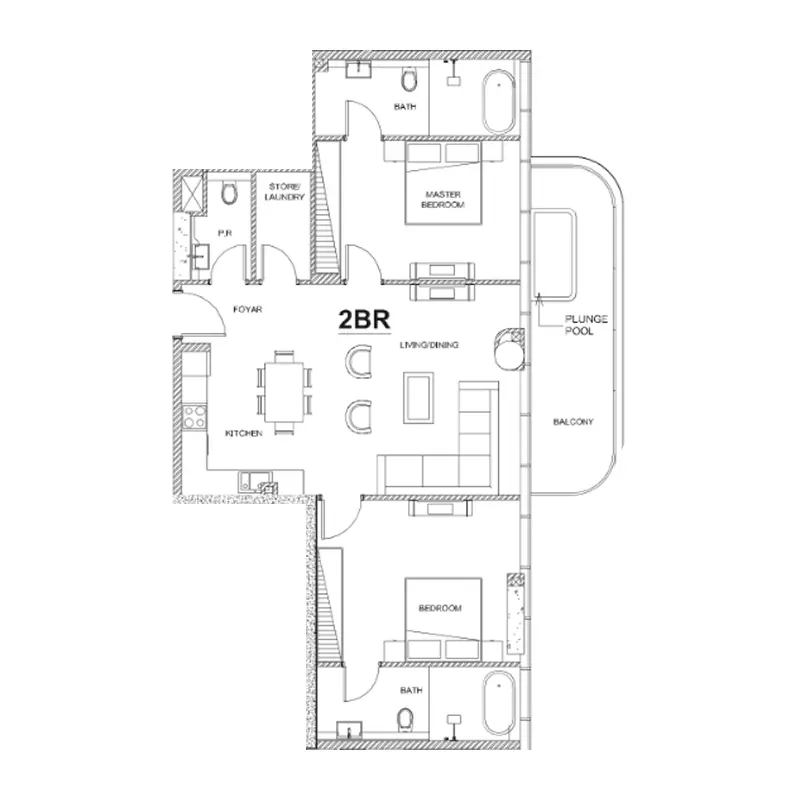 Villa Del Brunello 2 BR floor plan