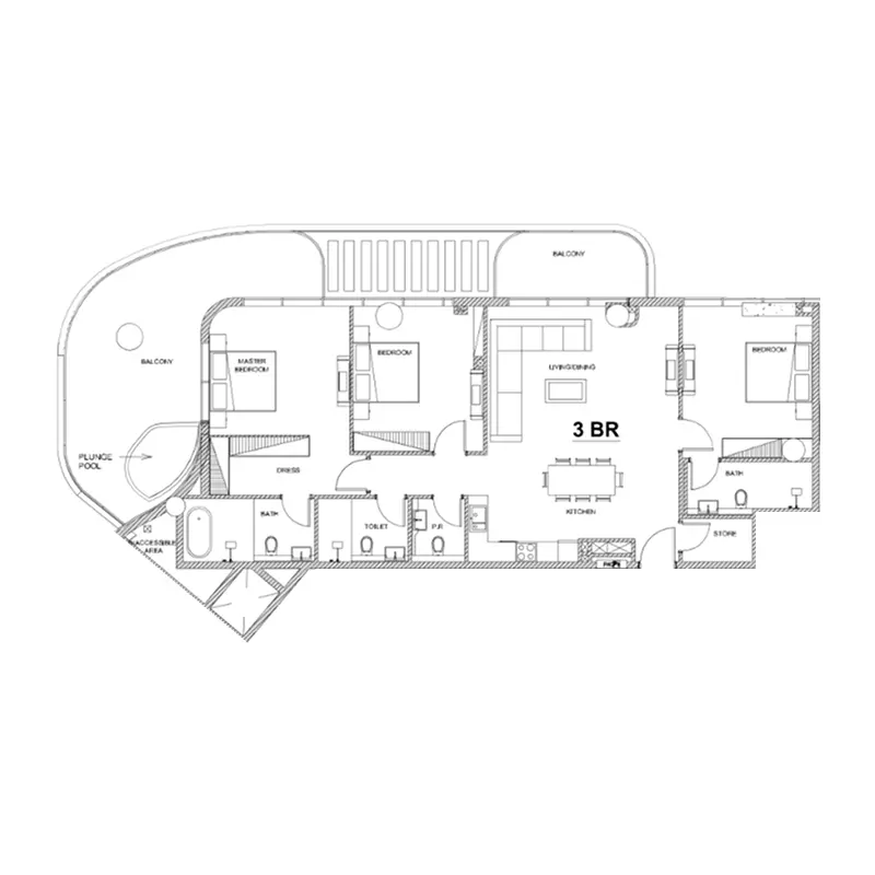 Villa Del Brunello 3 BR floor plan
