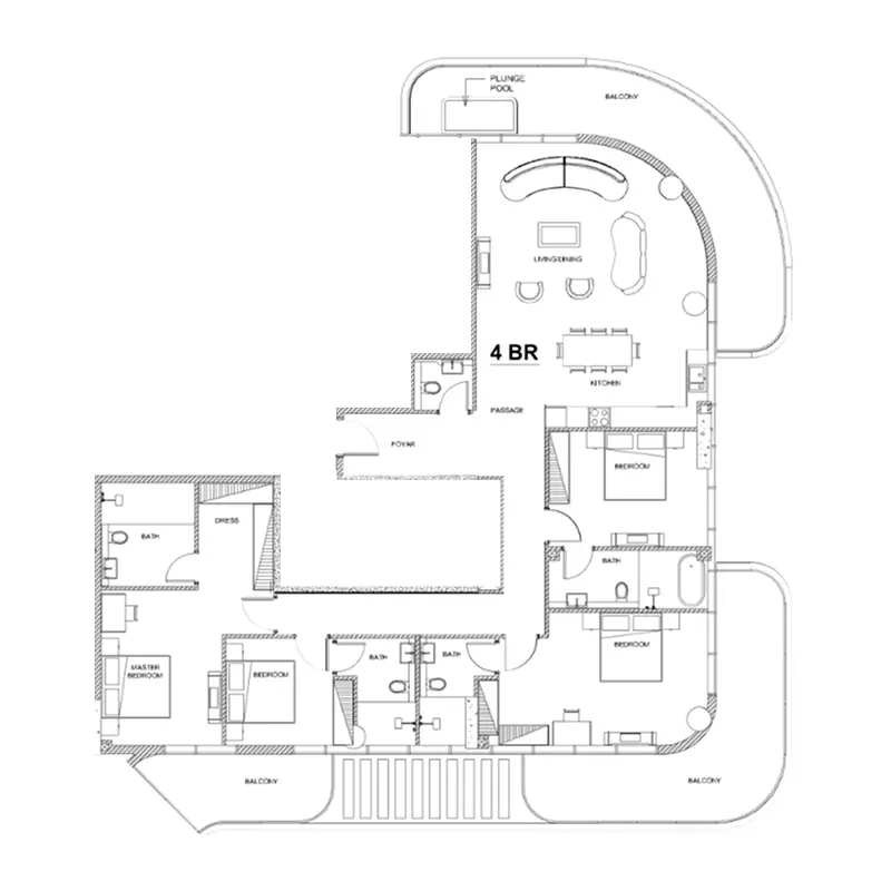 Villa Del Brunello 4 BR floor plan