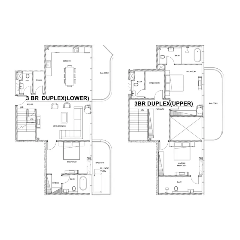 Villa Del Brunello 3 BR Duplex floor plan