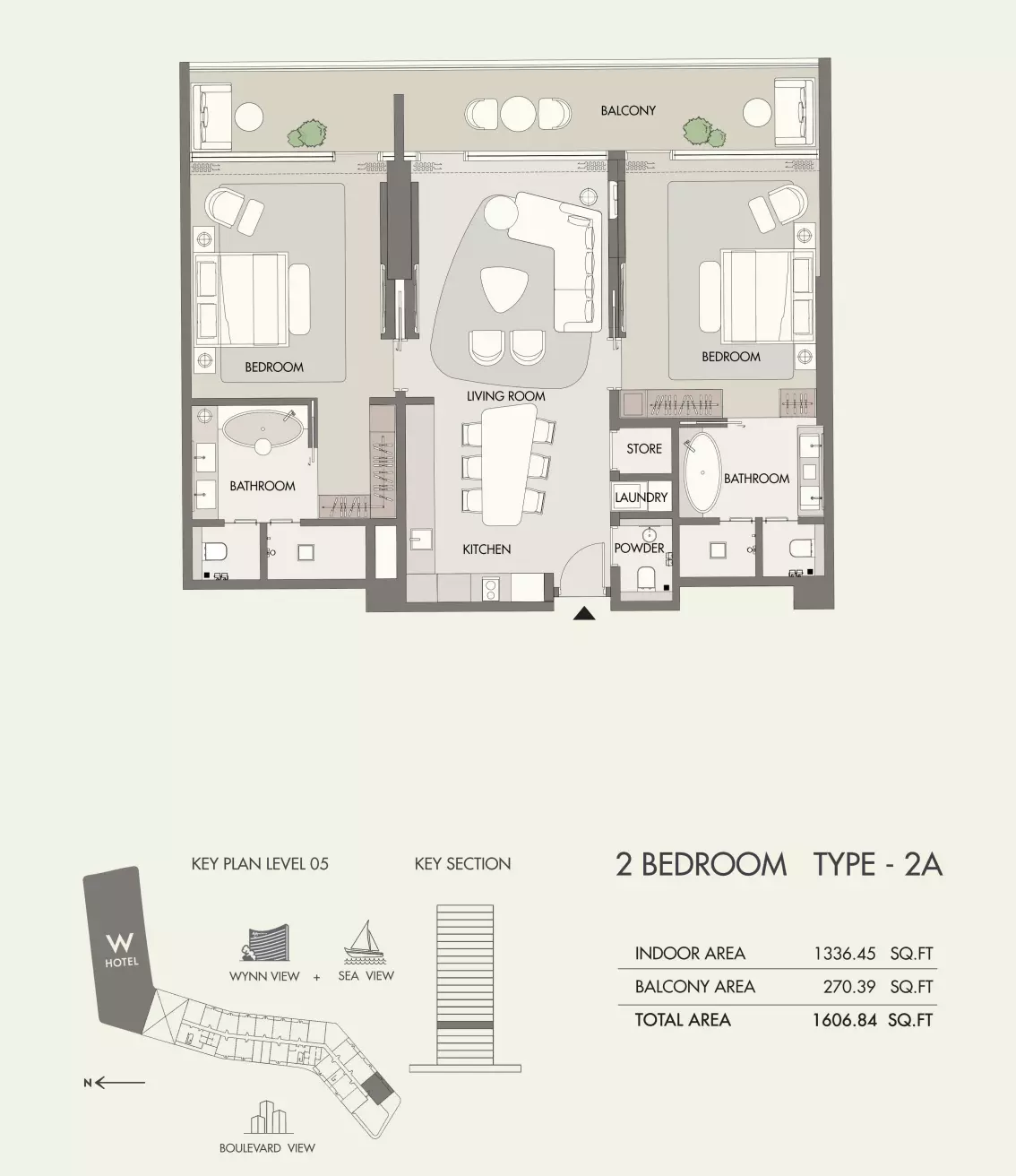 W Residences Al Marjan Island 2 BR floor plan