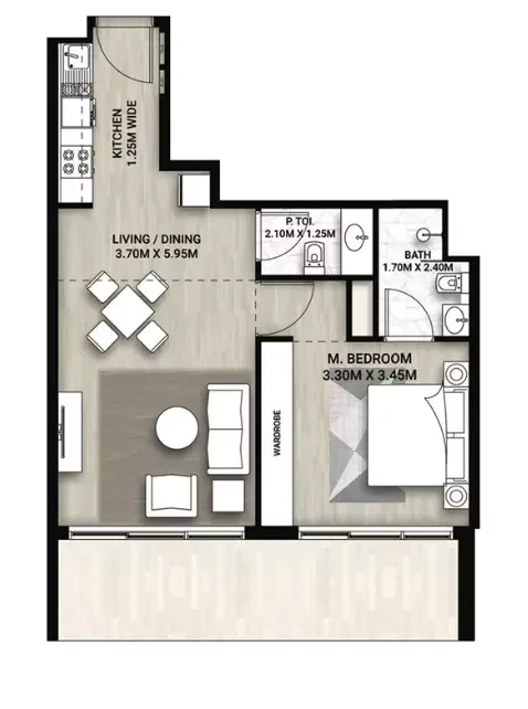 Whitecliffs Residences 1 BR floor plan